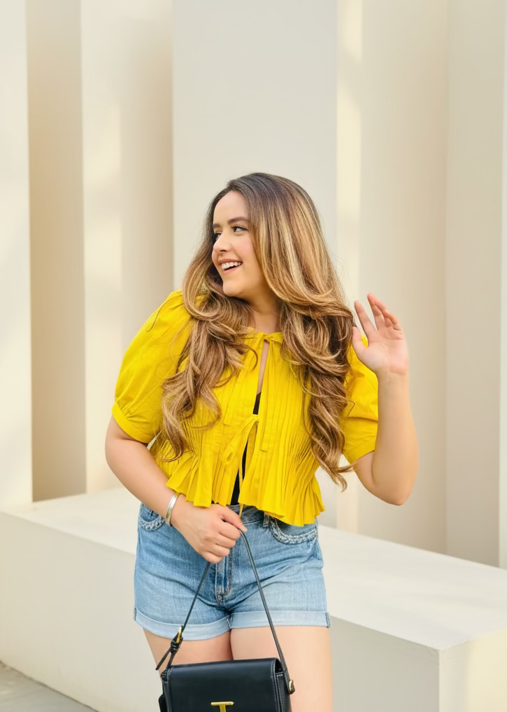 Yellow Pleated Top