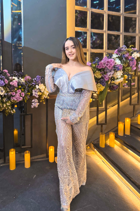 Silver Sculpted Jumpsuit