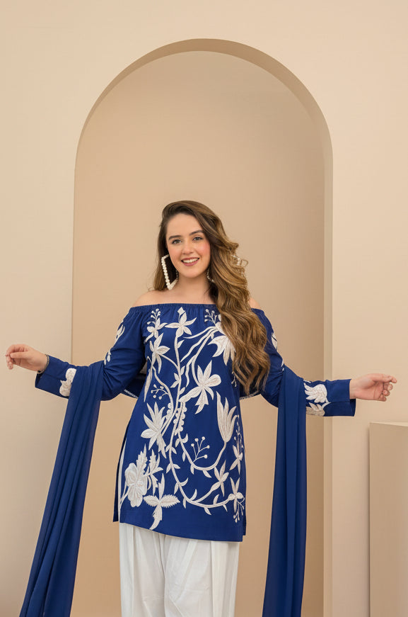 Floral Embroidered Farshi Suit Set