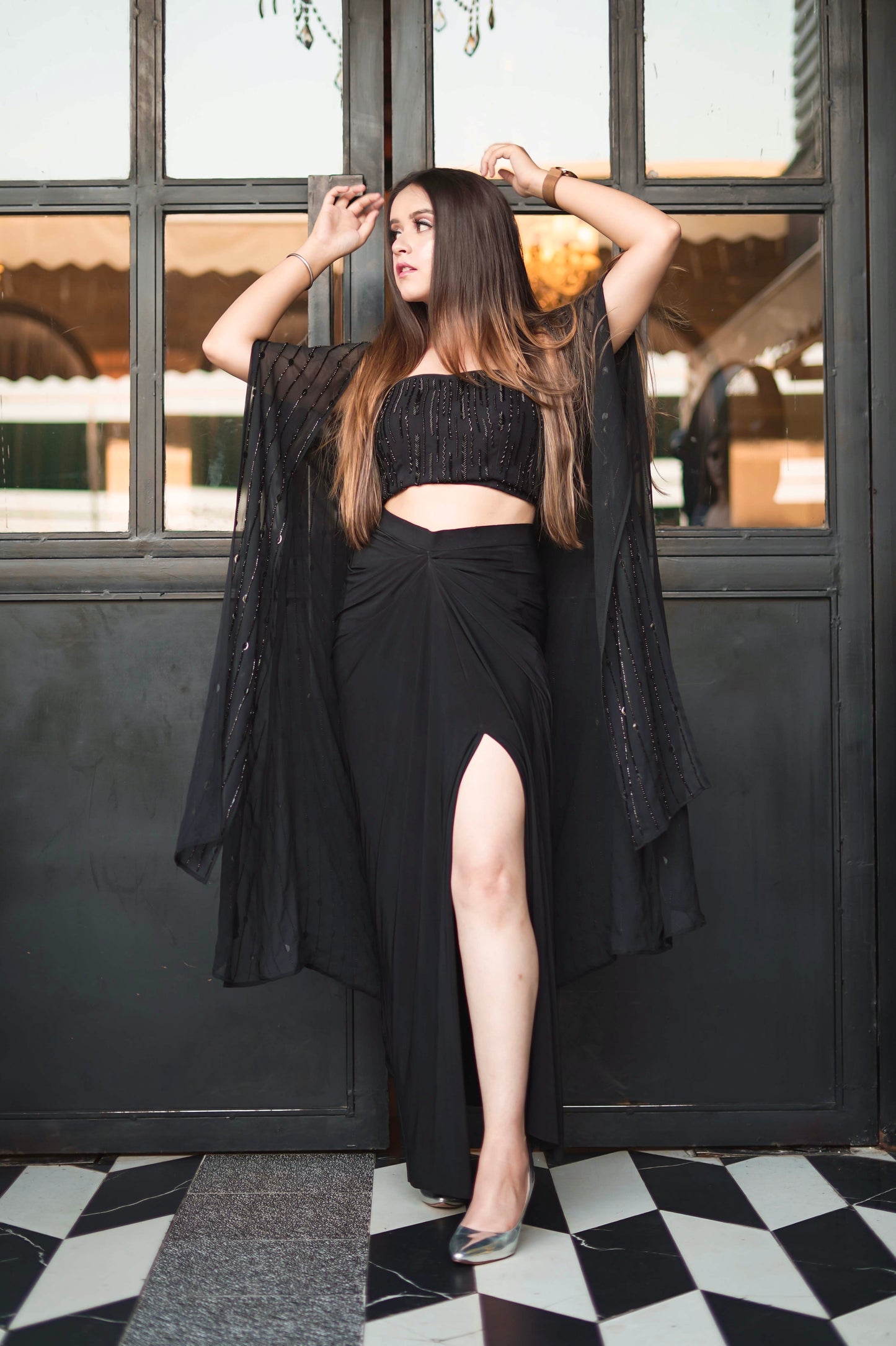 Cape Set With Drape Skirt