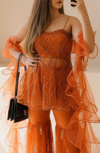 Burnt Orange Sharara Set