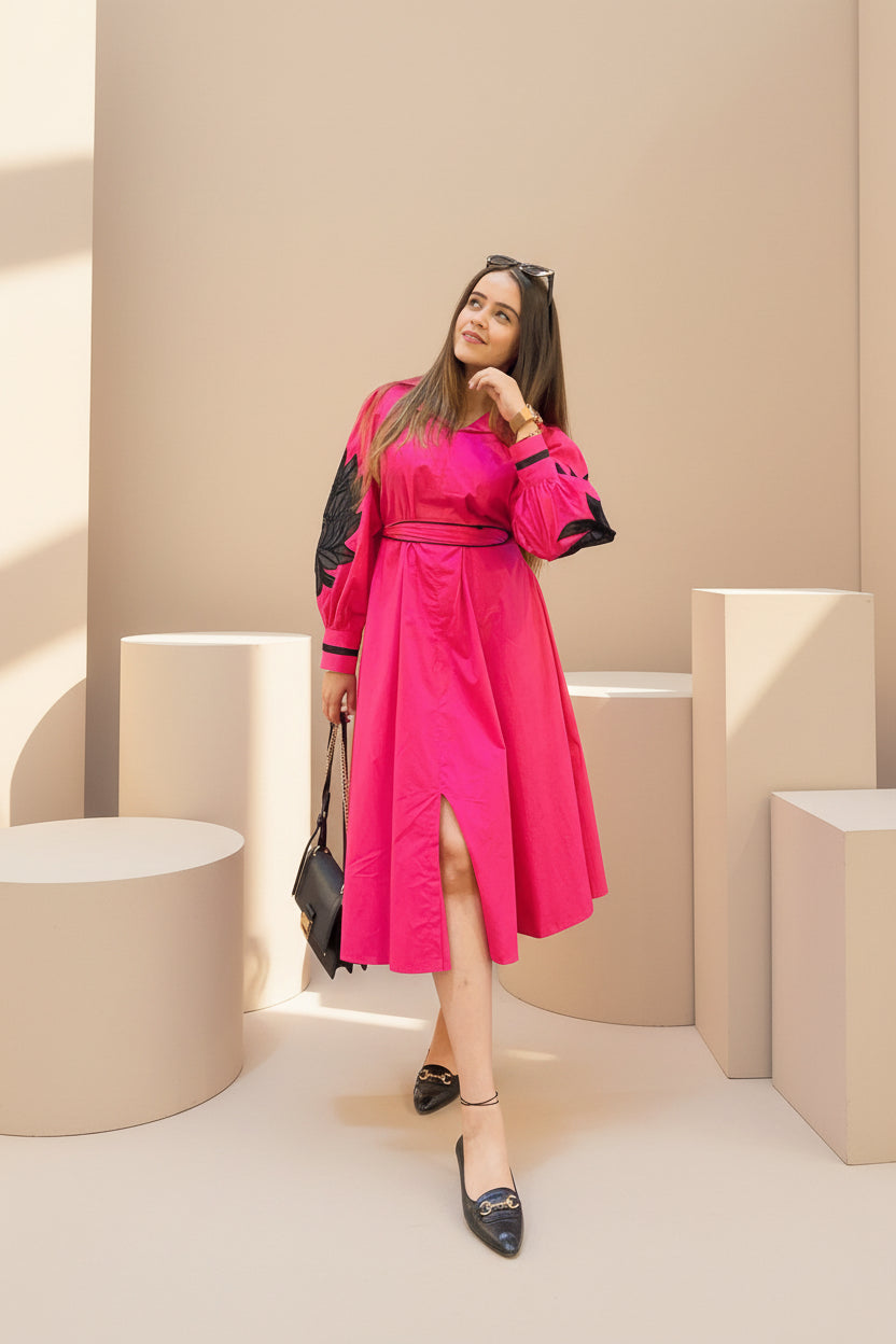 The Pink Lotus Embroidery Dress