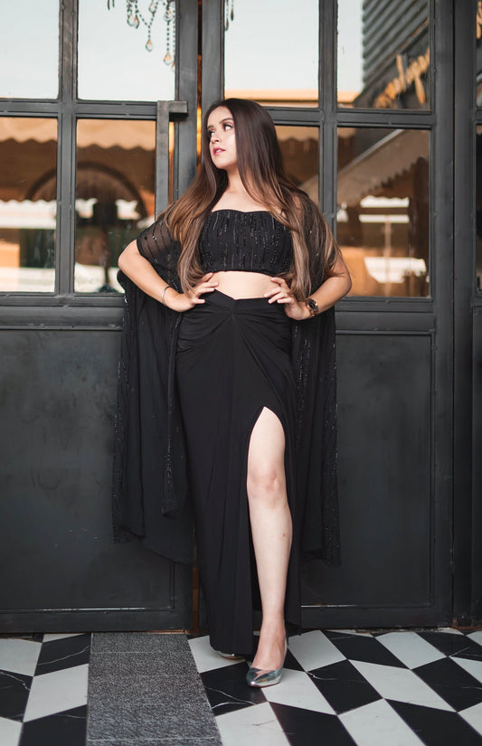 Cape Set With Drape Skirt
