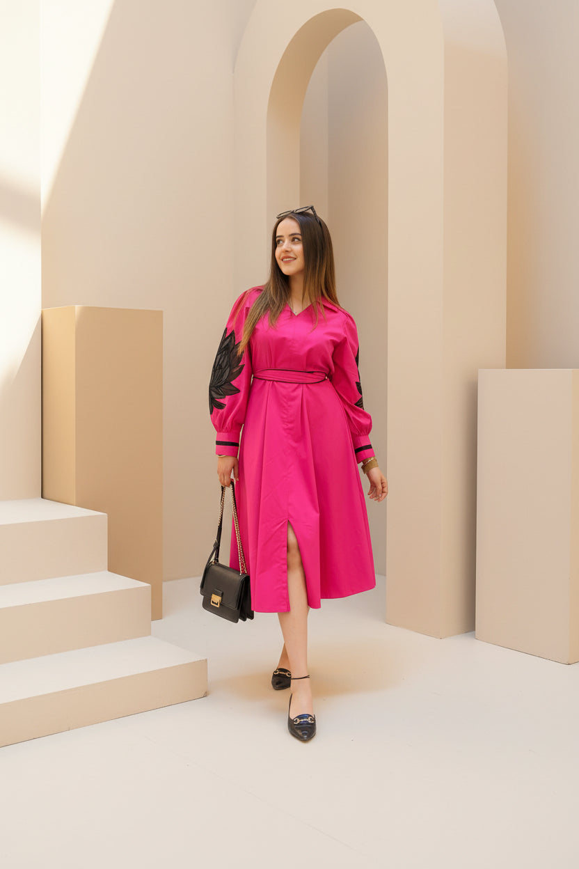 The Pink Lotus Embroidery Dress
