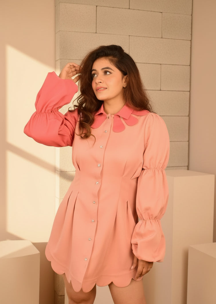 Petal Collar Colour Block Dress