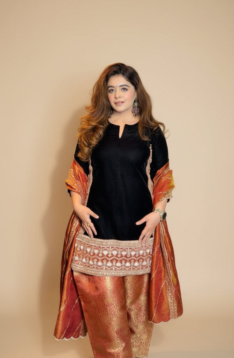 Rust Velvet Suit Set