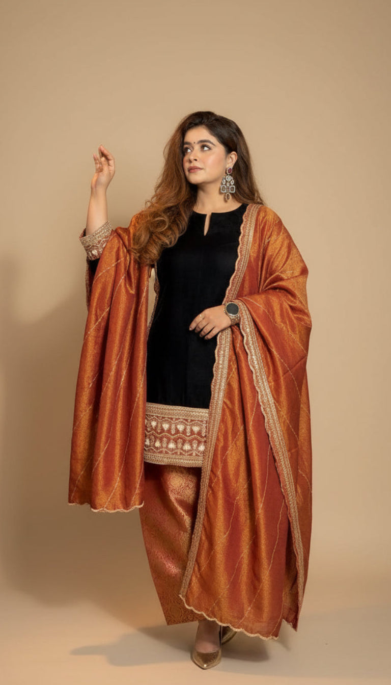 Rust Velvet Suit Set