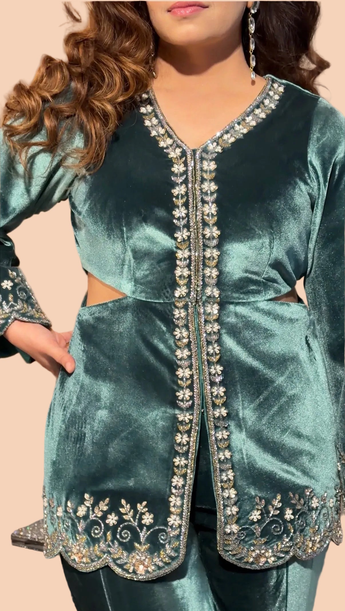 Velvet Embroidered Co-ord Set