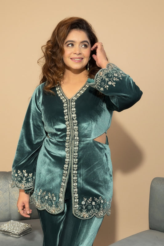 Velvet Embroidered Co-ord Set