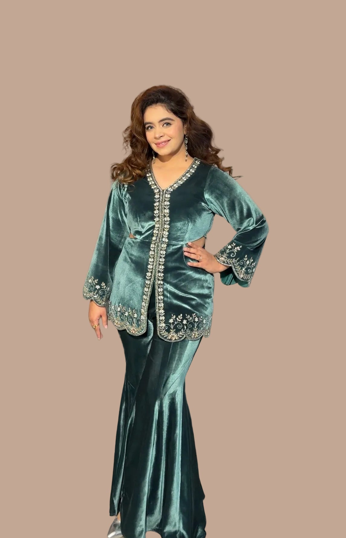 Velvet Embroidered Co-ord Set