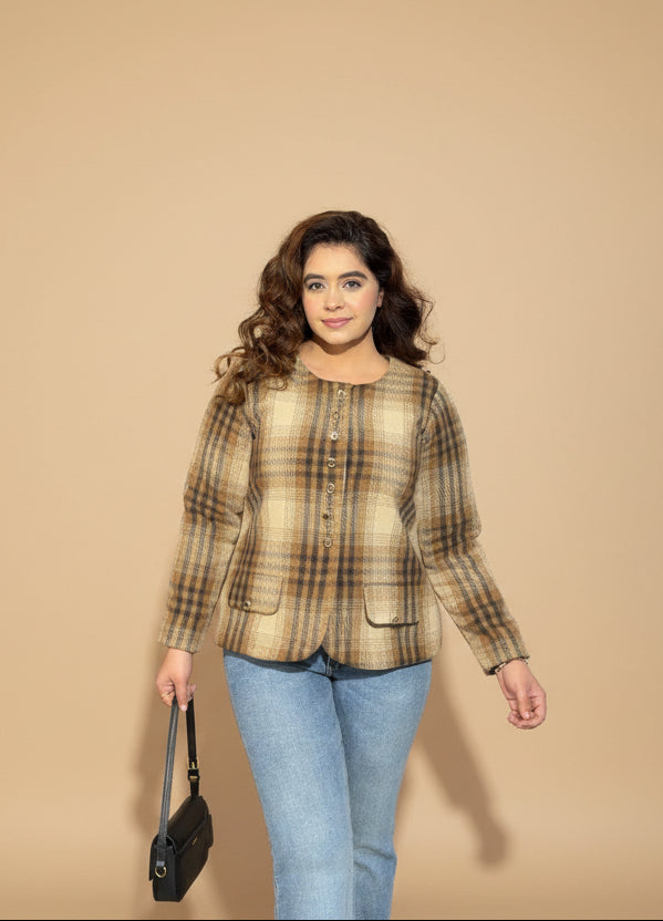 Plaid Woolen Coat