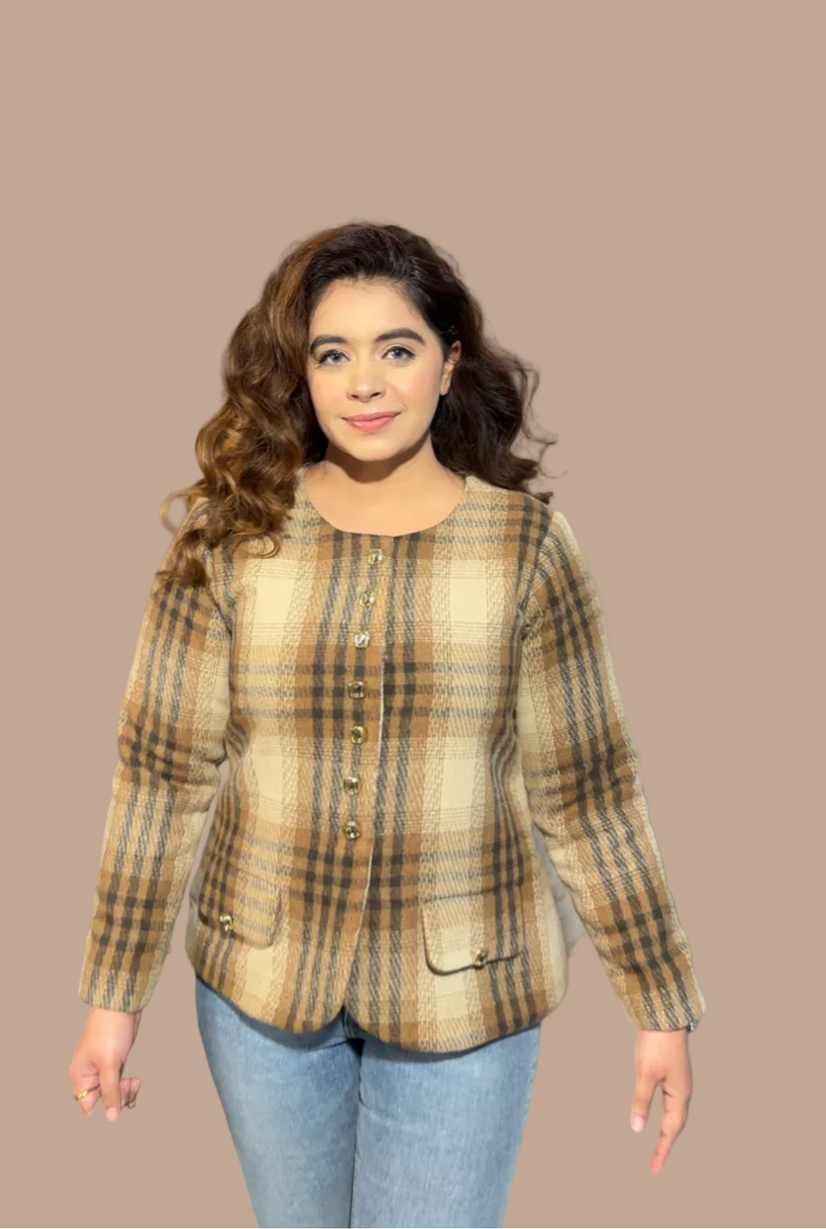Plaid Woolen Coat