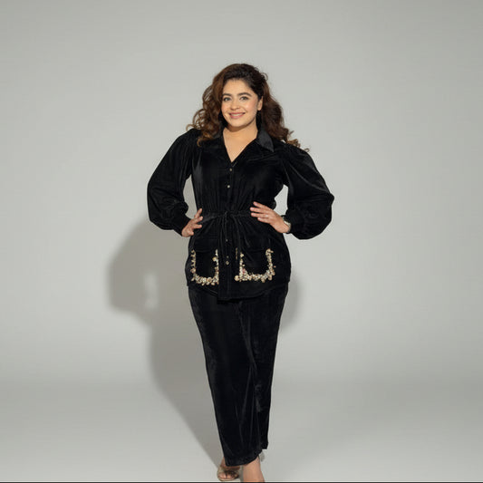 Black Velvet Coord Set