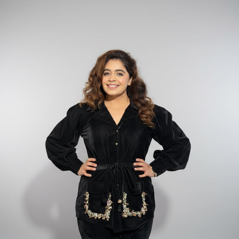 Black Velvet Coord Set