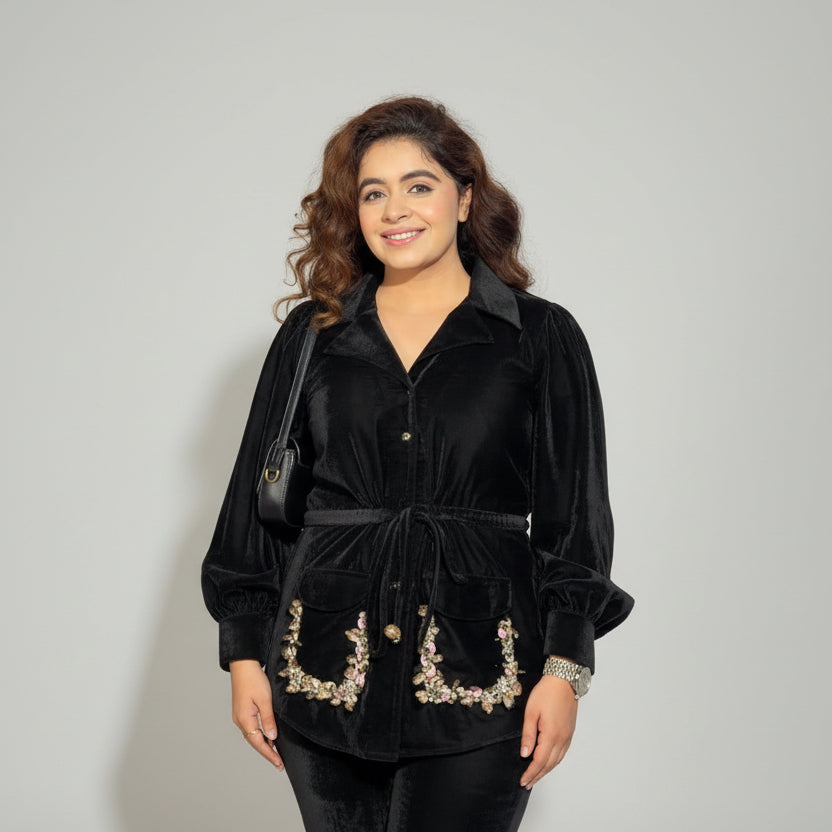 Black Velvet Coord Set