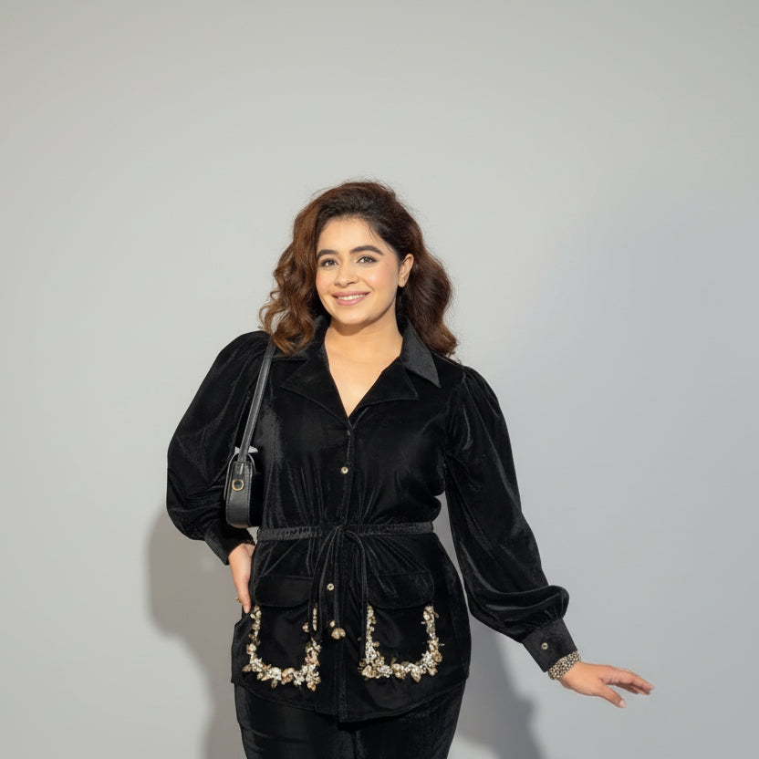 Black Velvet Coord Set