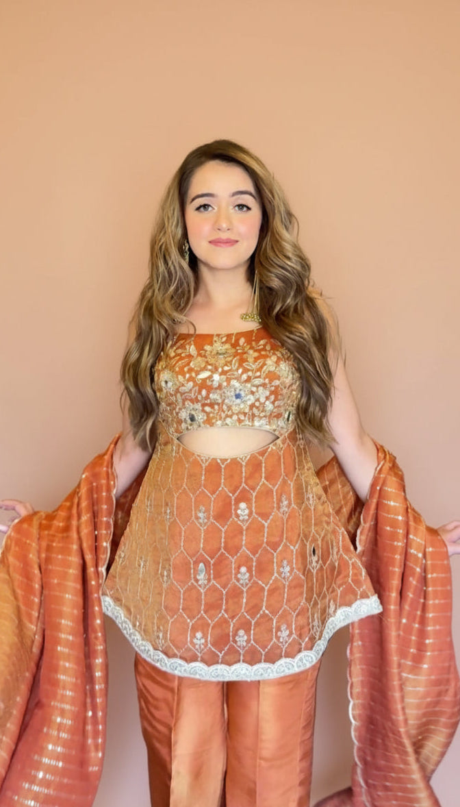 Rust Indo Western Set