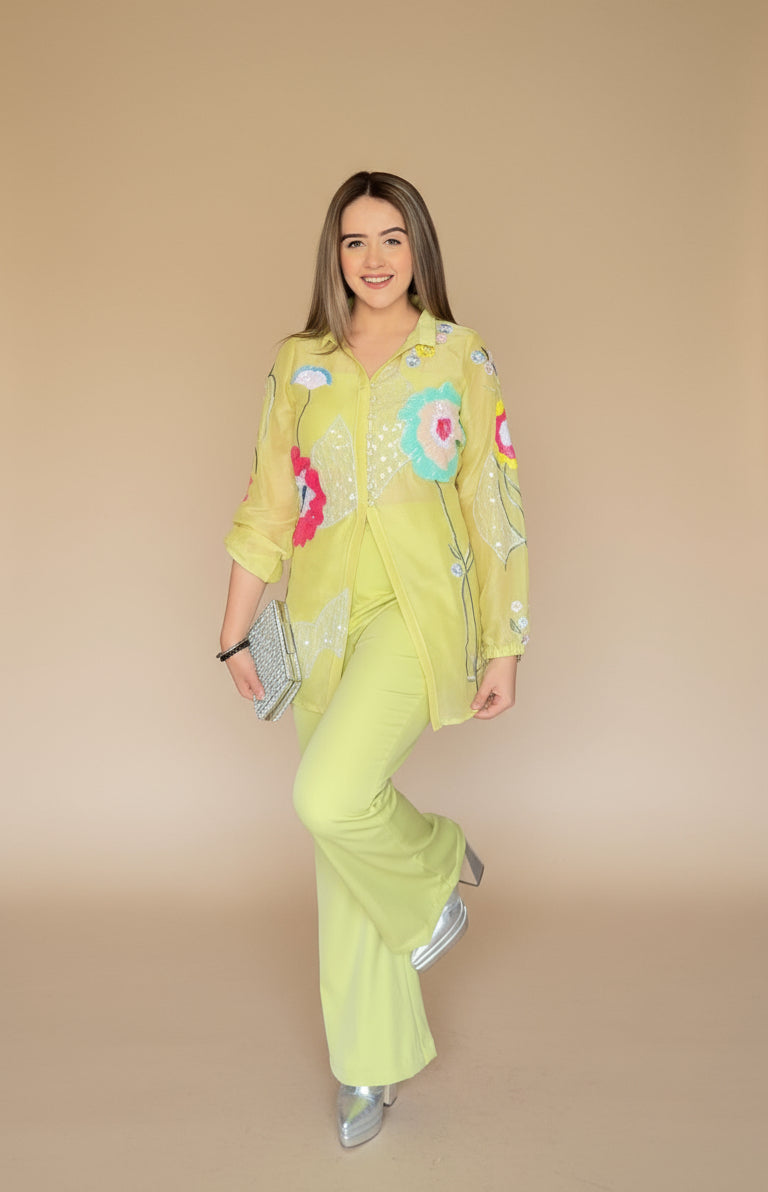 The Lime Green Hand Embezzled Coord Set