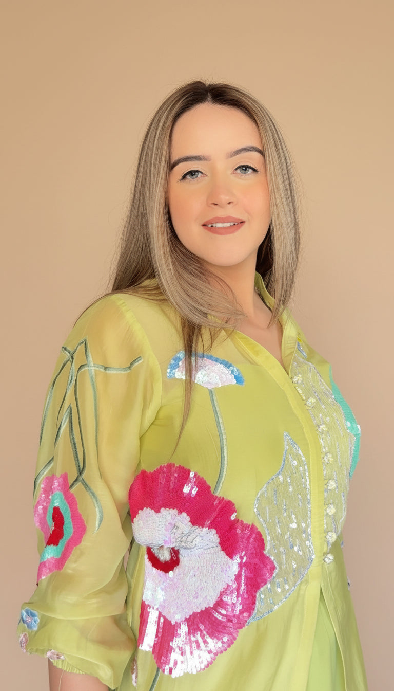 The Lime Green Hand Embezzled Coord Set