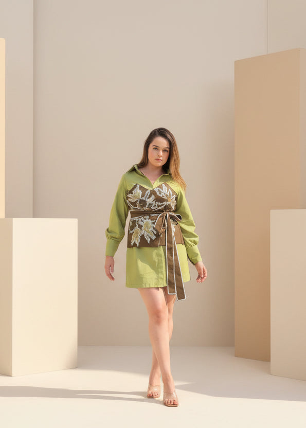 Flora Corset Dress - Green