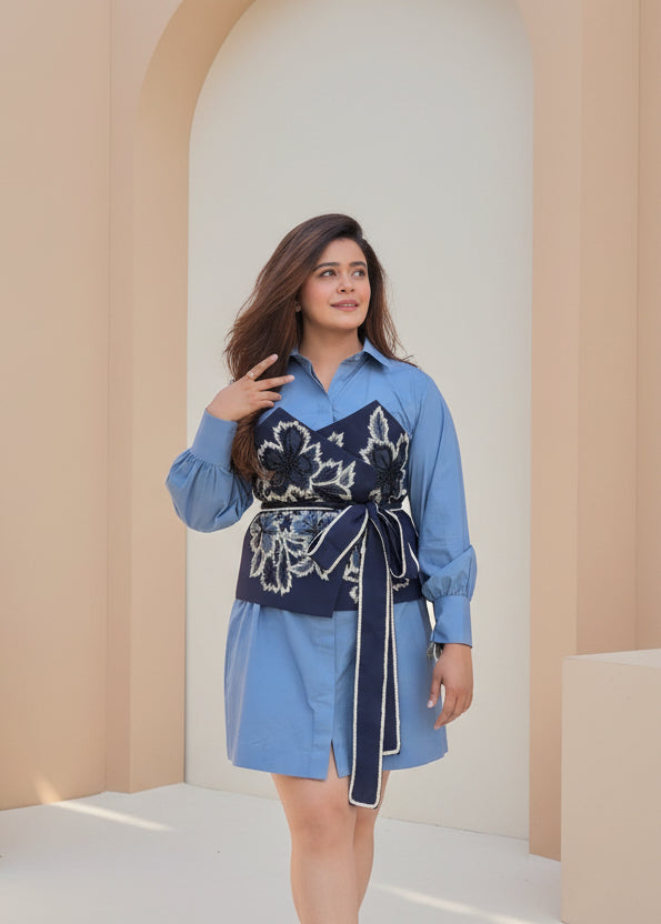 Flora Corset Dress - Blue