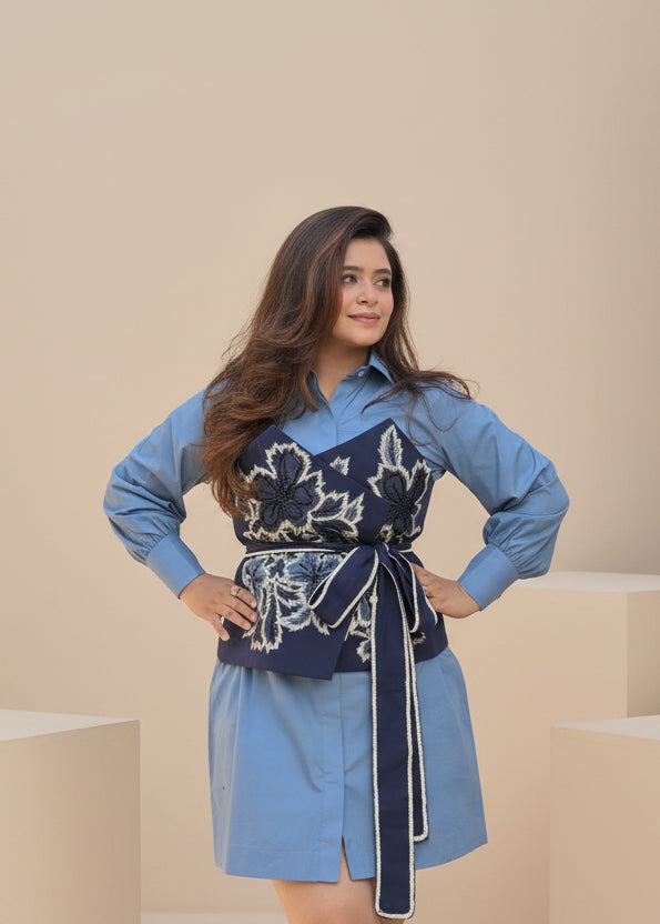 Flora Corset Dress - Blue