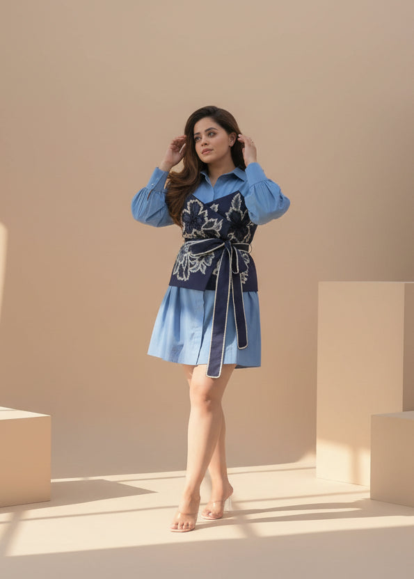 Flora Corset Dress - Blue
