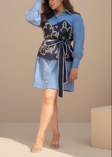 Flora Corset Dress - Blue