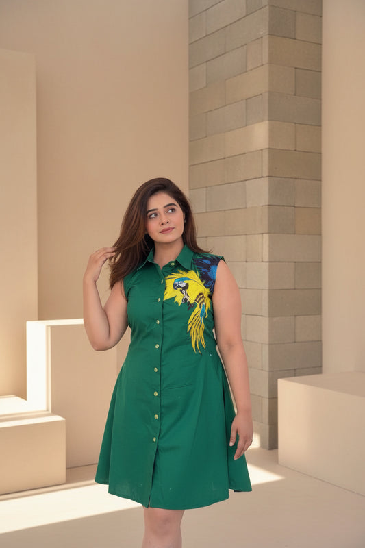 Macaw Embroidered Dress