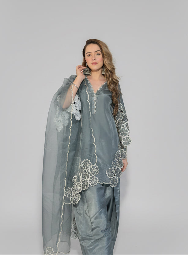 Floral Embroidered Suit Set