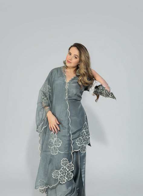 Floral Embroidered Suit Set