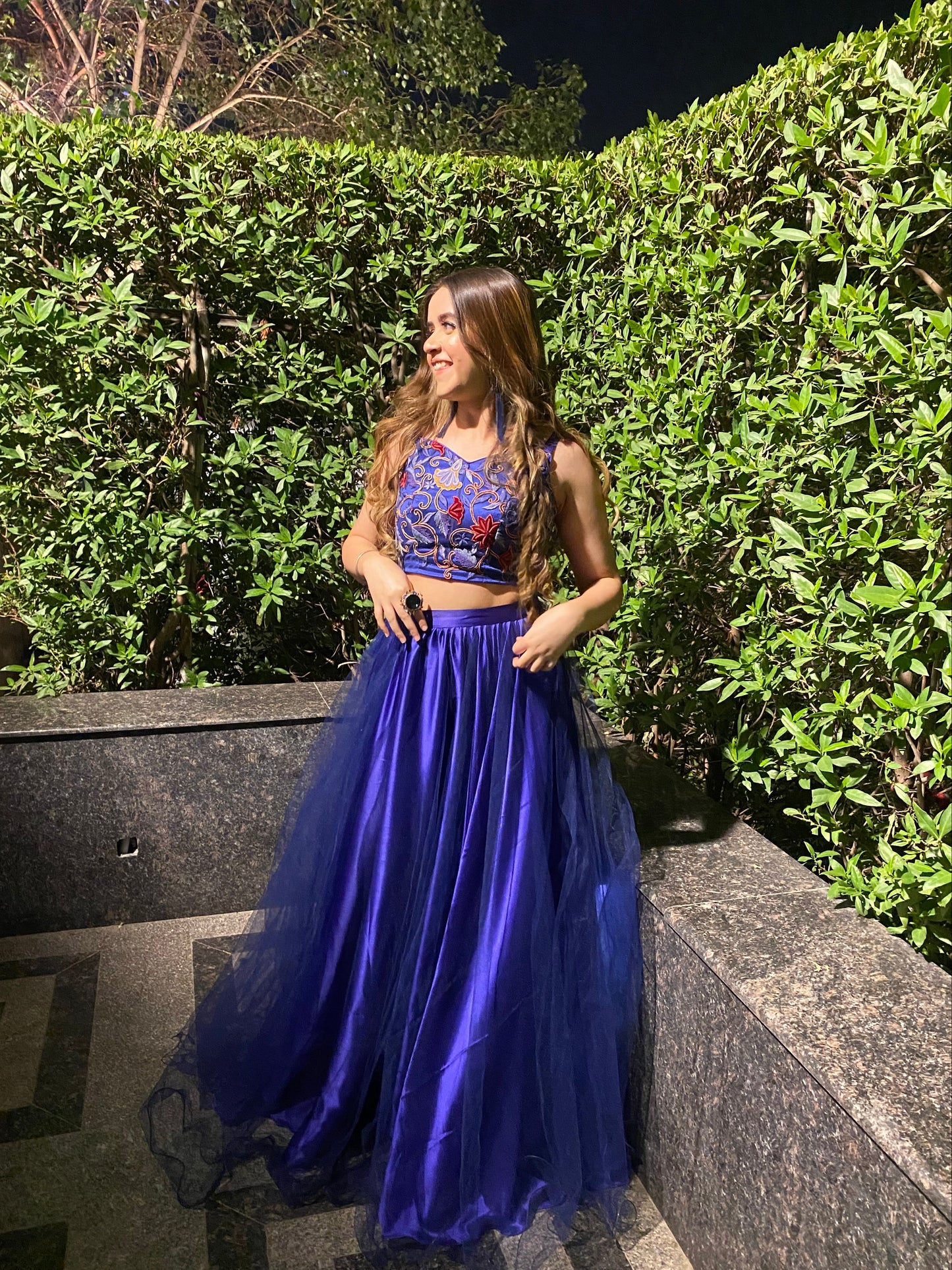 Fiery Blue Lehenga