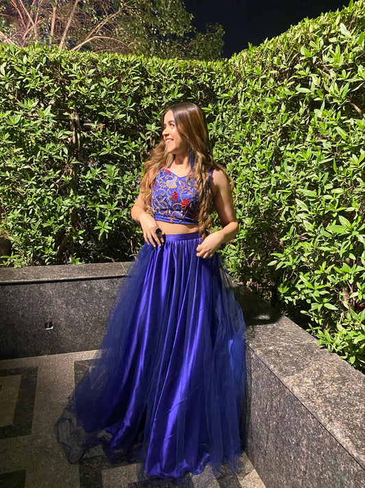Fiery Blue Lehenga