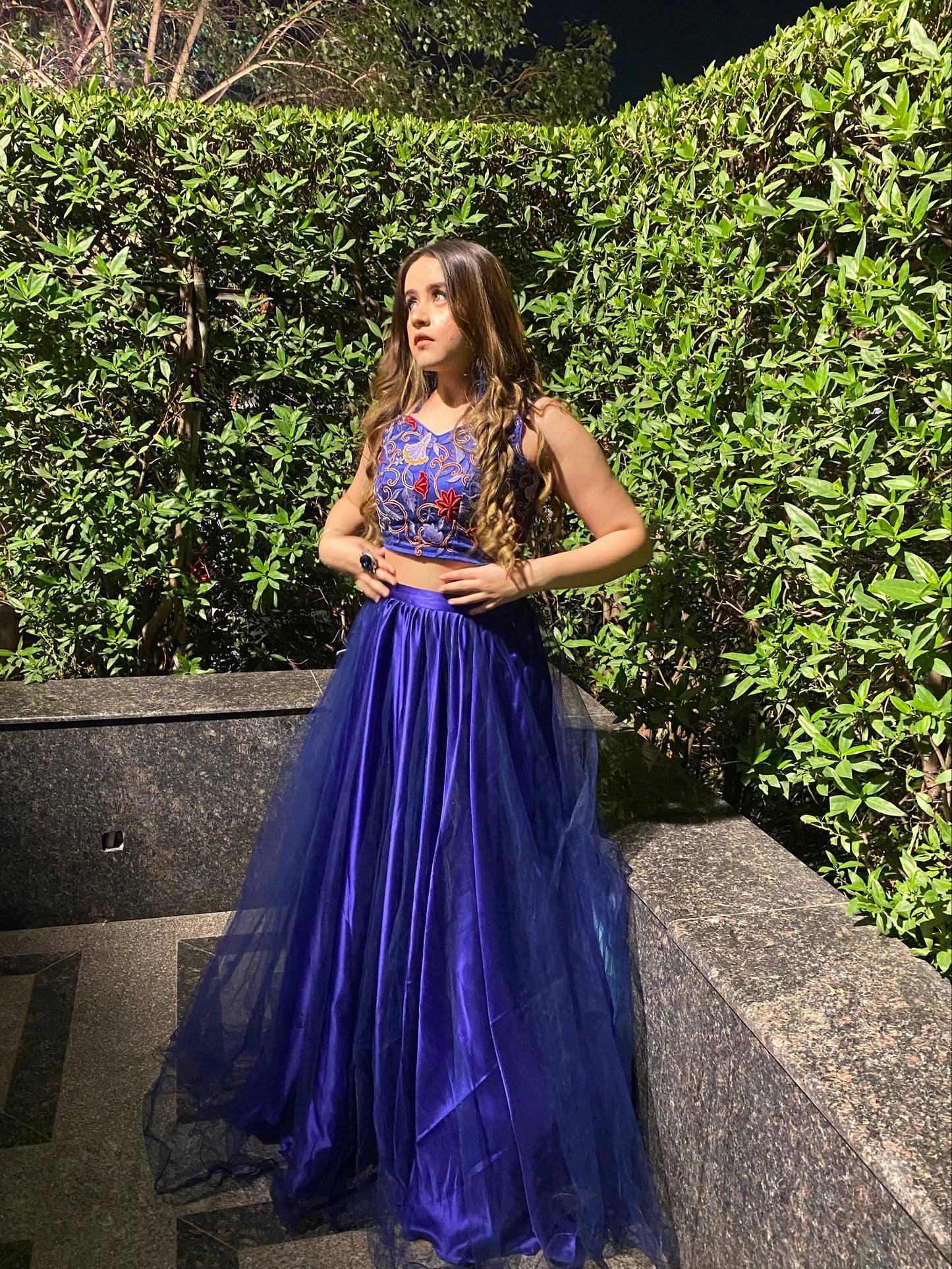 Fiery Blue Lehenga