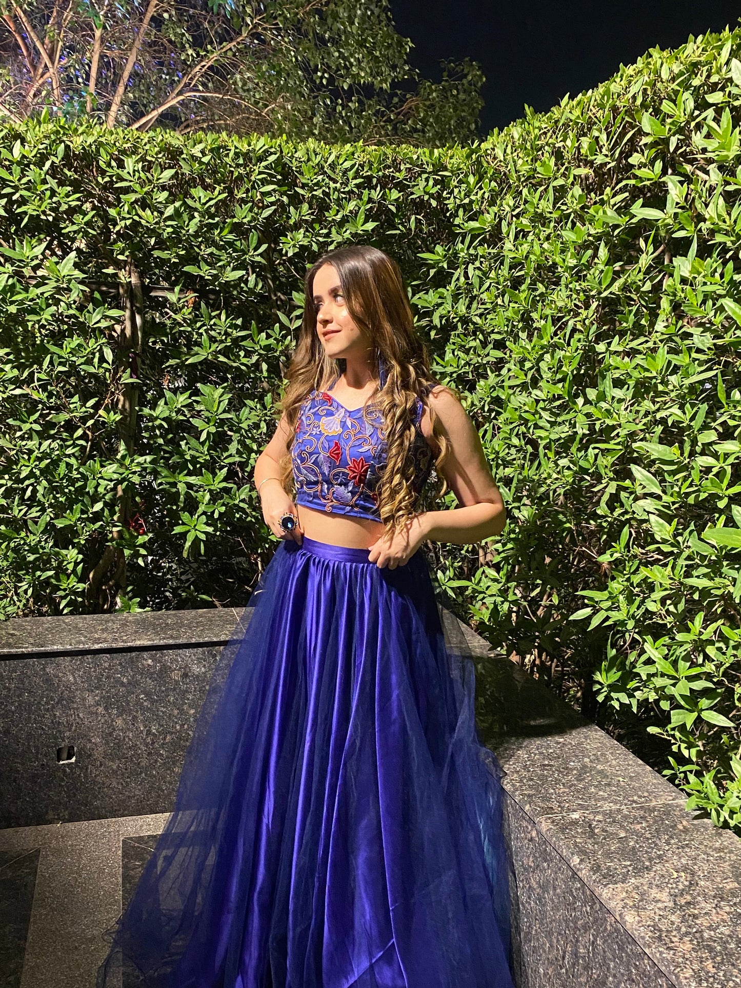Fiery Blue Lehenga