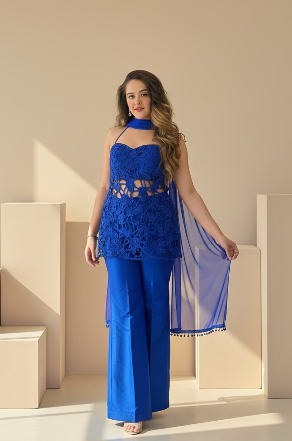 Electric Blue Indo-Western Set