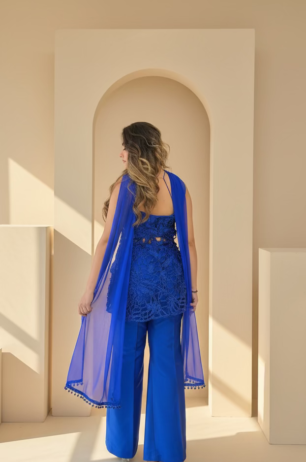 Electric Blue Indo-Western Set