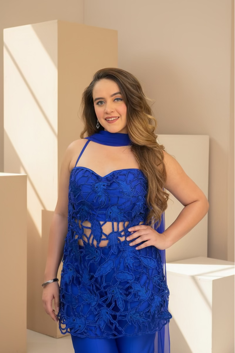 Electric Blue Indo-Western Set