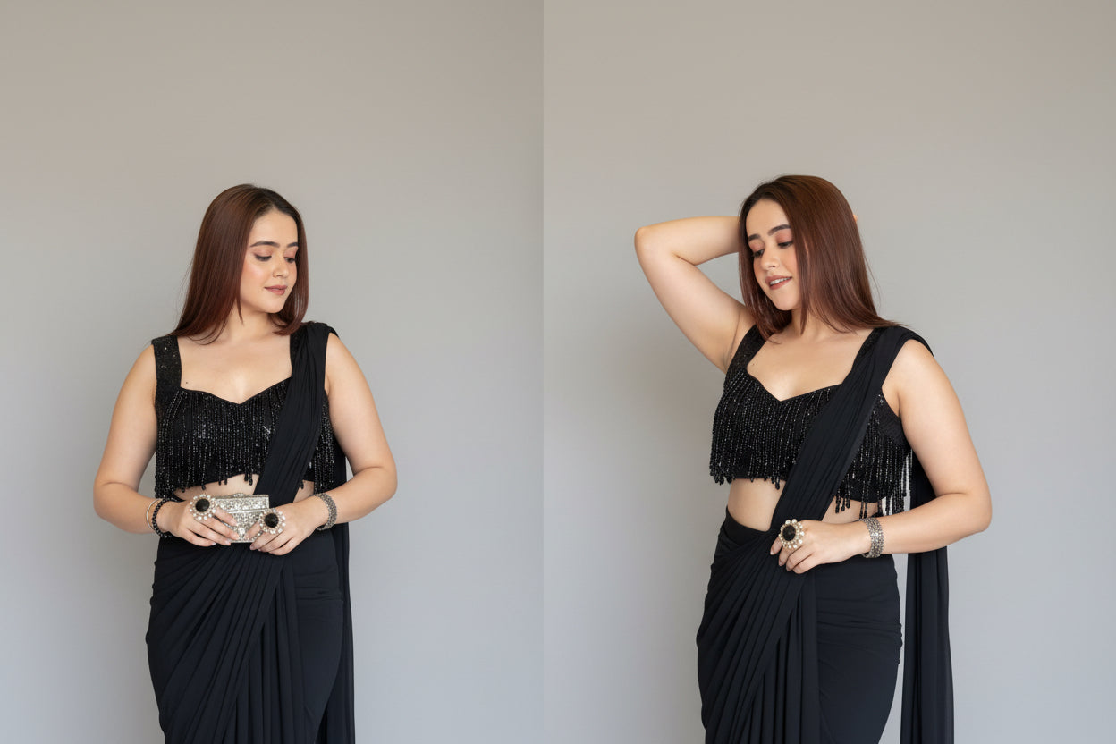 Black Drape Saree