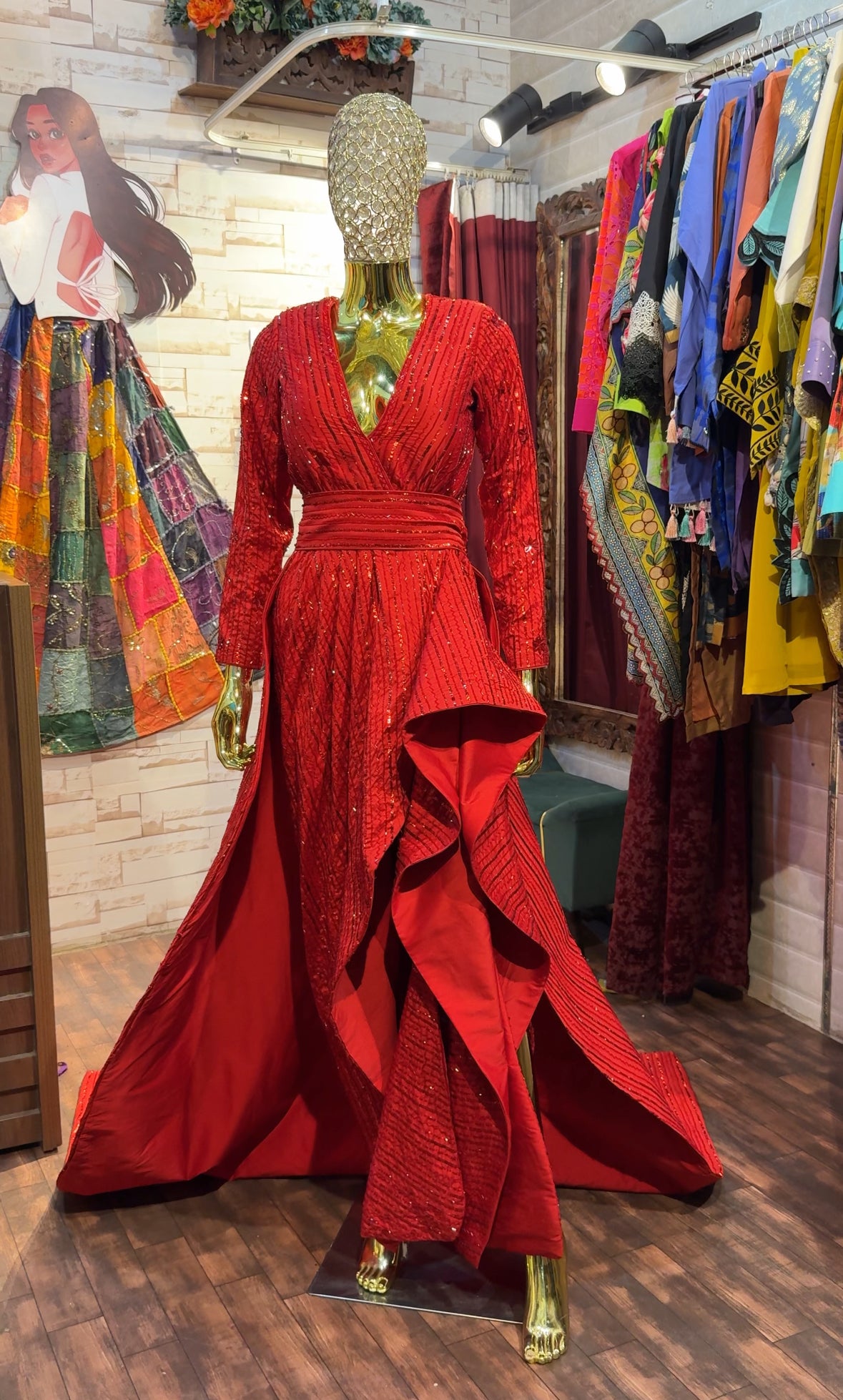 Fiery Red Bridal Gown