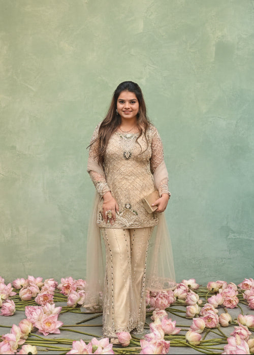 Ivory Hand Embroidered Suit Set