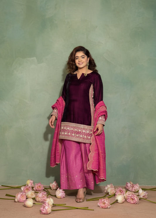 Pink Velvet Suit Set