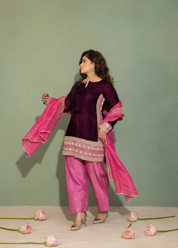 Pink Velvet Suit Set