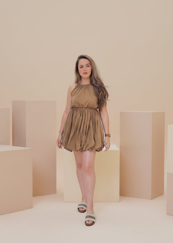 Beige Balloon Dress