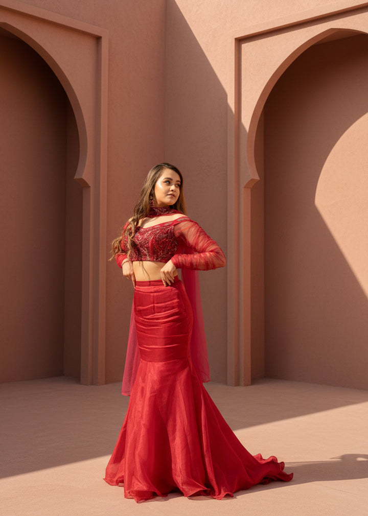 The Ruby Rouge - Fishtail Lehenga
