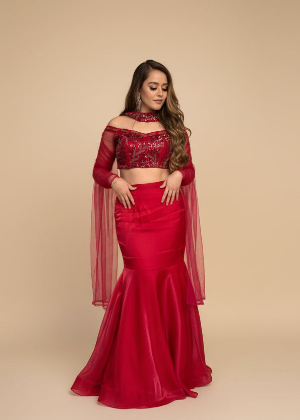 The Ruby Rouge - Fishtail Lehenga