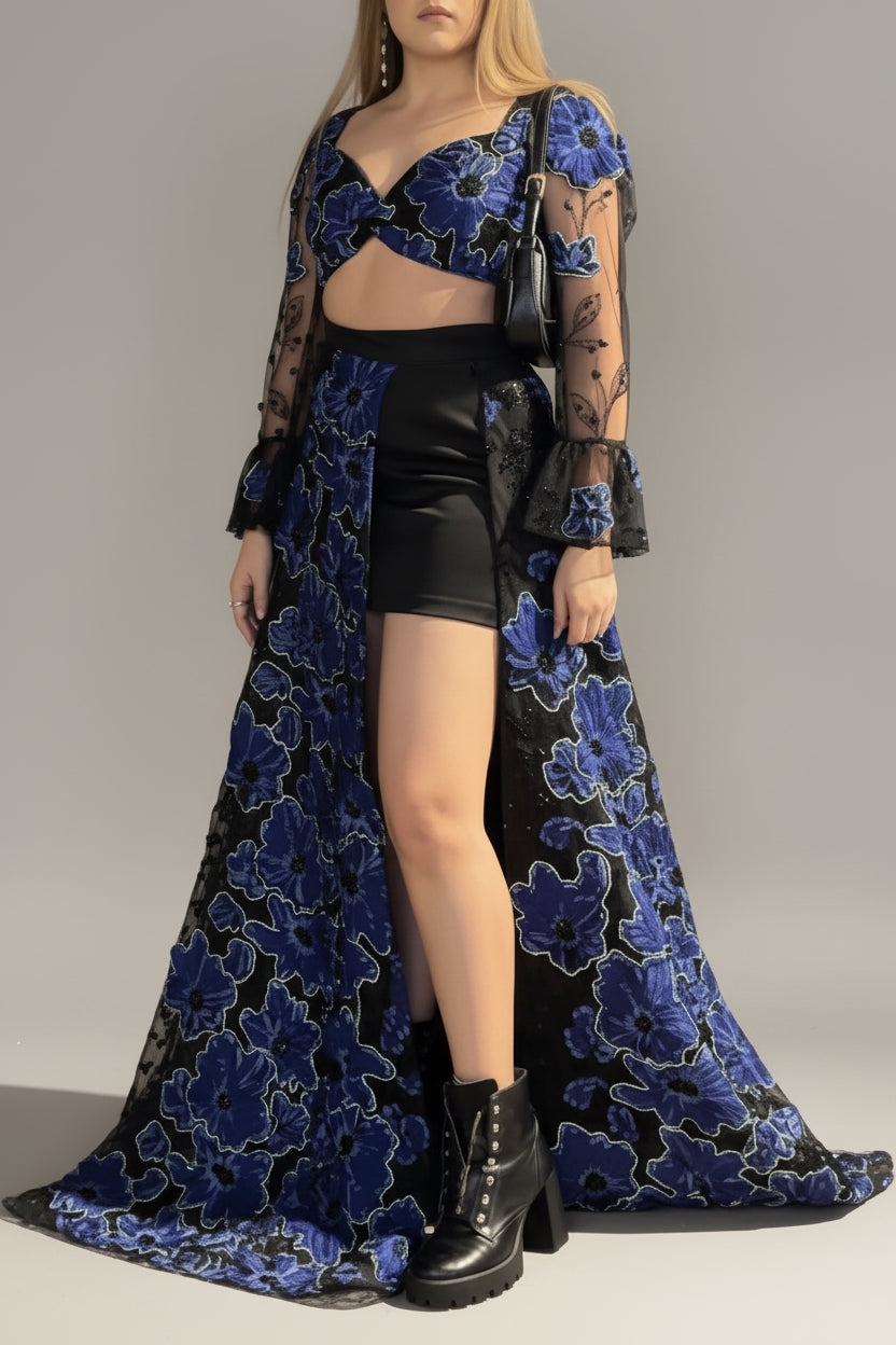 Royal Blue Floral Statement Ensemble