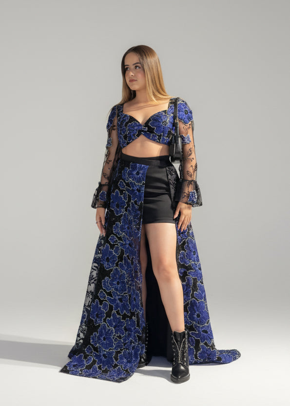 Royal Blue Floral Statement Ensemble