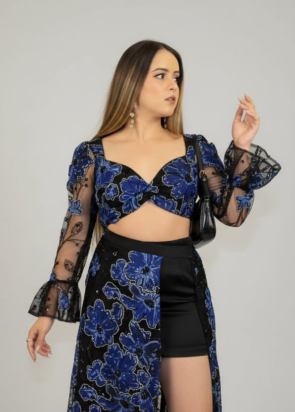 Royal Blue Floral Statement Ensemble