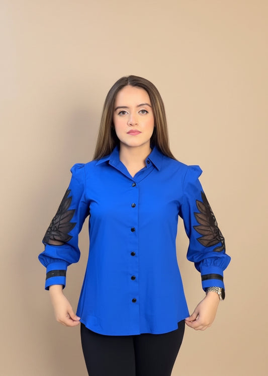 The Blue Lotus Embroidered Shirt